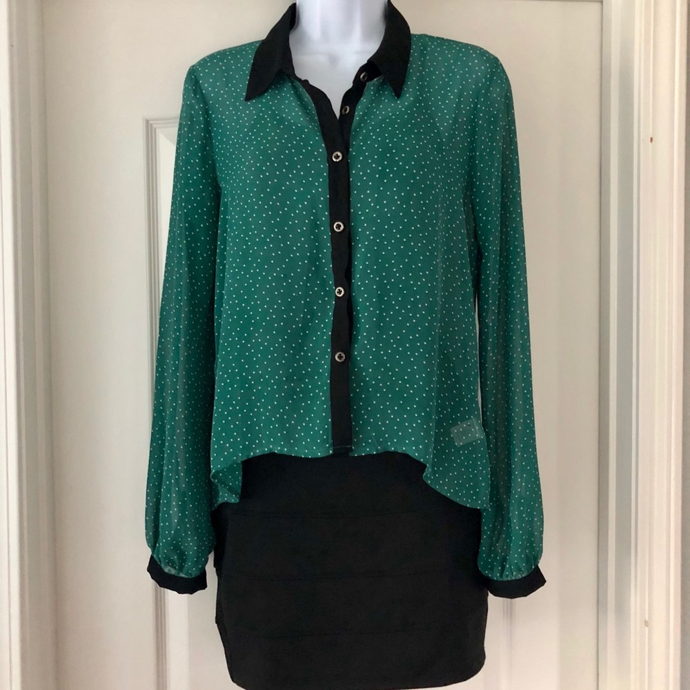 Polka Dotted Blouse -High-low